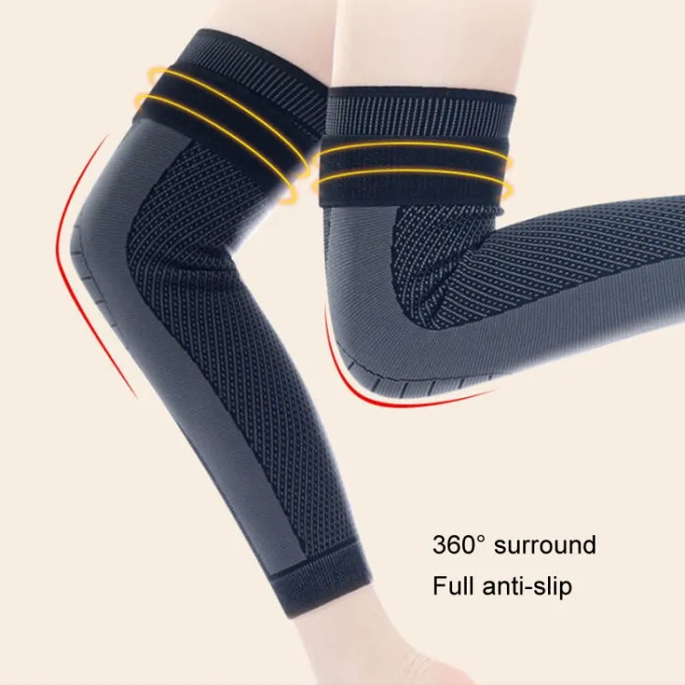 1pair Anti-Slip Compression Straps Keep Warm And Lengthen Knee Pads, Size: L(Mugwort Green)