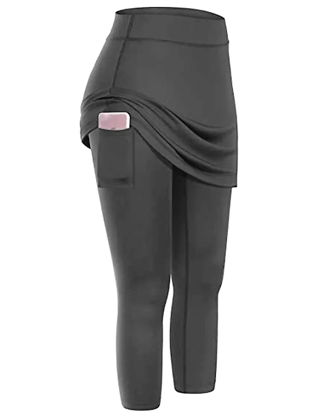 2-in-1 Women's Running Skirt Leggings with Phone Pocket - Athletic Base Layer