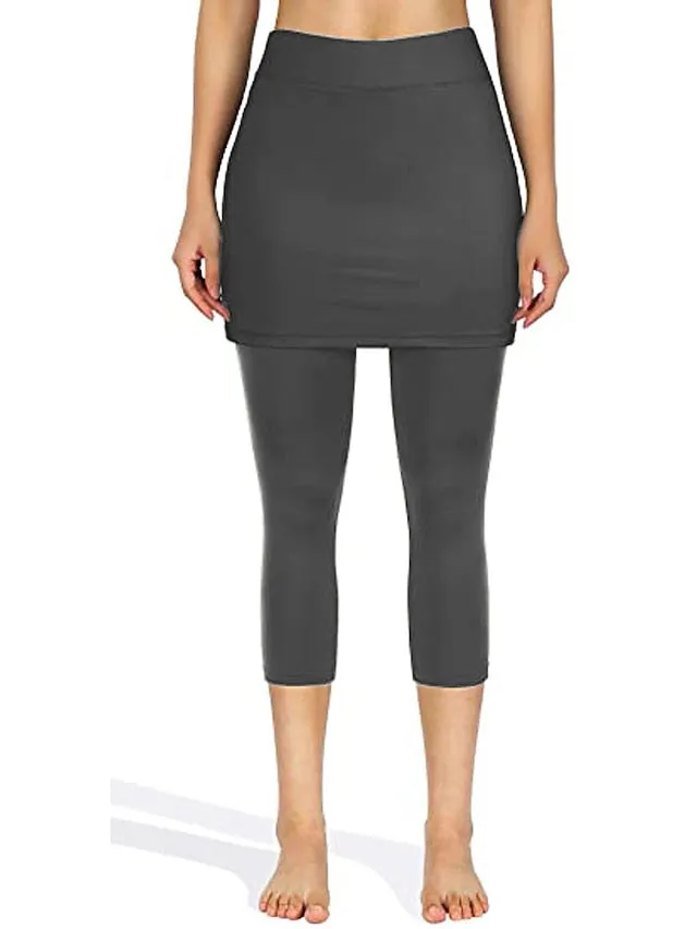 2-in-1 Women's Running Skirt Leggings with Phone Pocket - Athletic Base Layer