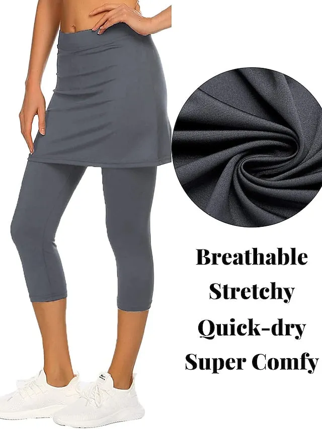 2-in-1 Women's Running Skirt Leggings with Phone Pocket - Athletic Base Layer