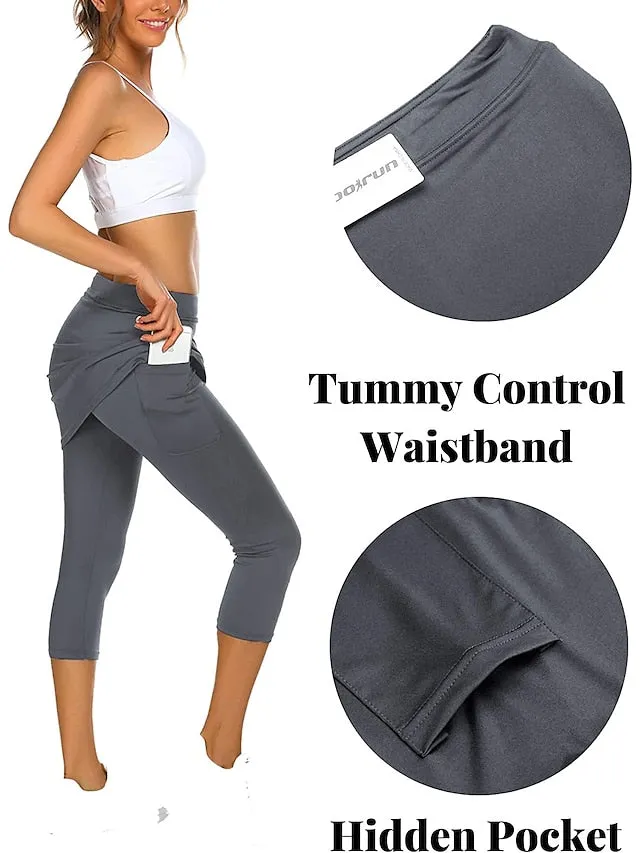 2-in-1 Women's Running Skirt Leggings with Phone Pocket - Athletic Base Layer