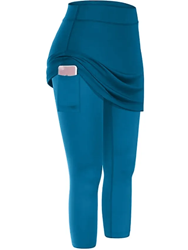 2-in-1 Women's Running Skirt Leggings with Phone Pocket - Athletic Base Layer