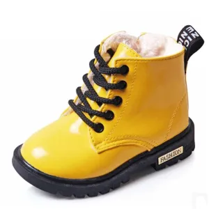 2017 New Winter Children Shoes PU Leather Waterproof Martin Boots Kids Snow Boots Brand Girls Boys Rubber Boots Fashion Sneakers