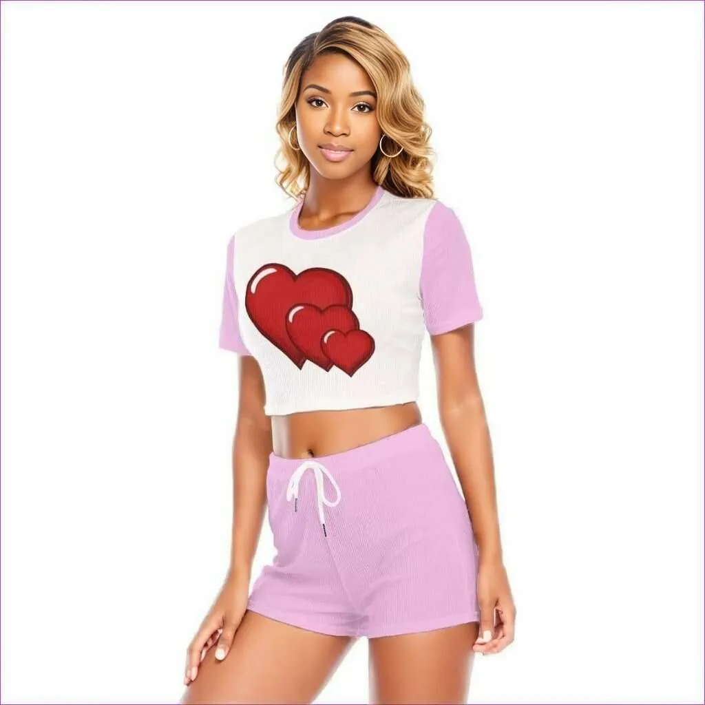 3 Corazon Womens O-neck T-shirt Short Set