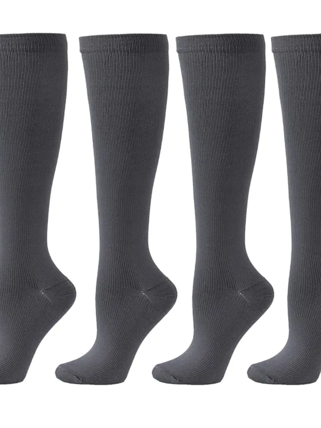 4 Pairs Copper Compression Socks for Women & Men Circulation 15-20 mmHg - Best Support for Nurses, Running