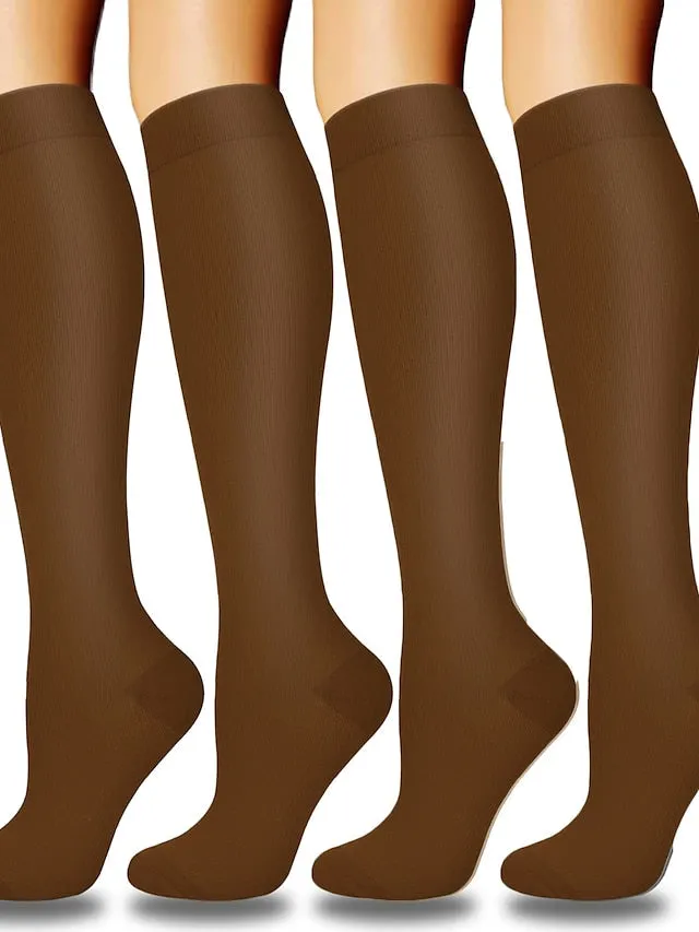 4 Pairs Copper Compression Socks for Women & Men Circulation 15-20 mmHg - Best Support for Nurses, Running