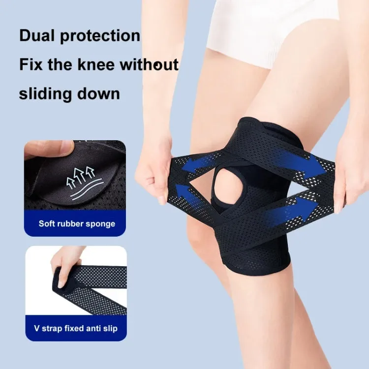 4th Generation Breathable Knee Guard Adjustable Thin Sports Running Cycling Mountaineering Meniscus Knee Joint Patella Strap, Size: L(Black)