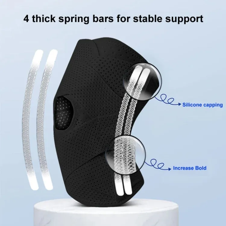 4th Generation Breathable Knee Guard Adjustable Thin Sports Running Cycling Mountaineering Meniscus Knee Joint Patella Strap, Size: L(Black)