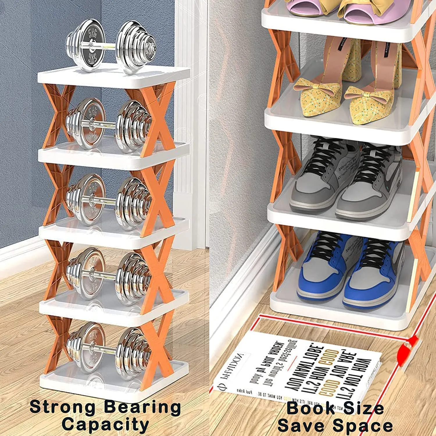 9065   5 Layer Shoes Stand, Shoe Tower Rack Suit for Small Spaces, Closet, Small Entryway, Easy Assembly and Stable in Structure, Corner Storage Cabinet for Saving Space