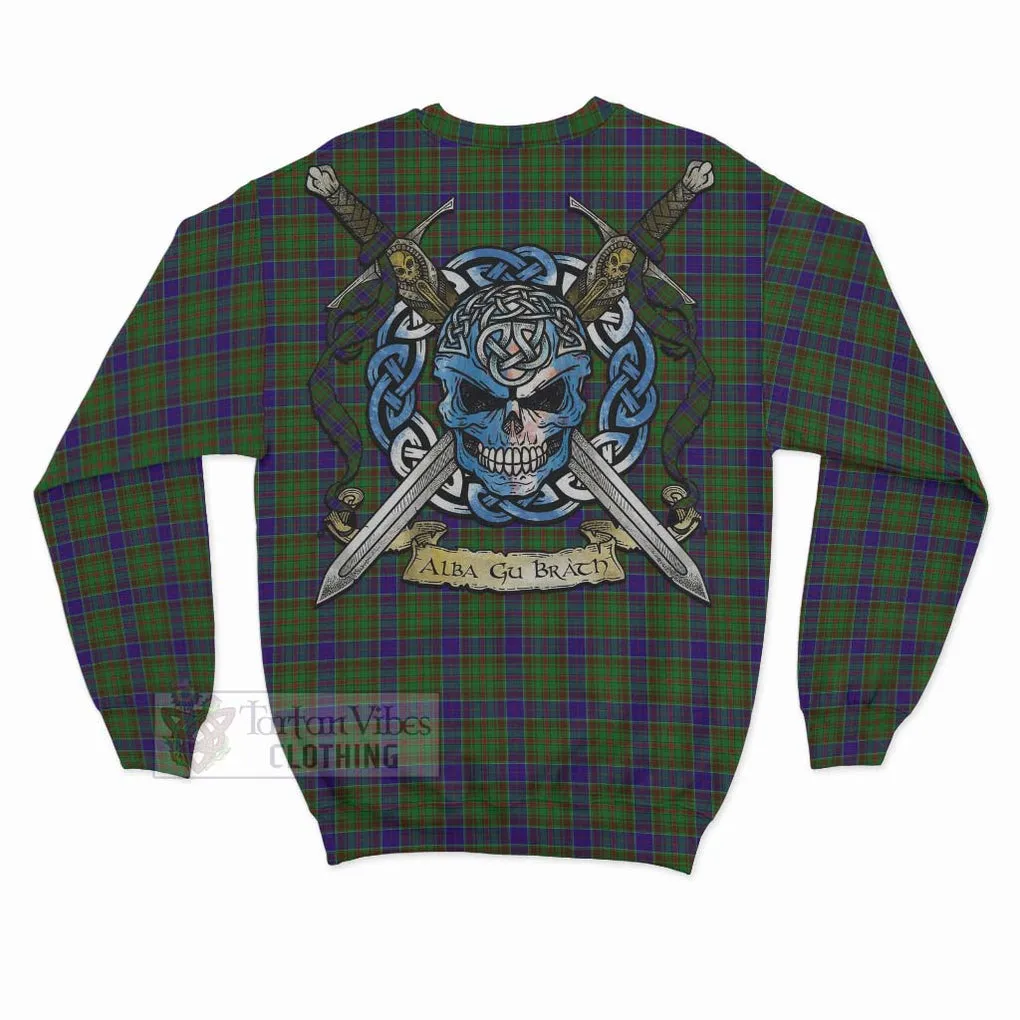 Adam Tartan Sweatshirt with Family Crest Celtic Skull Style