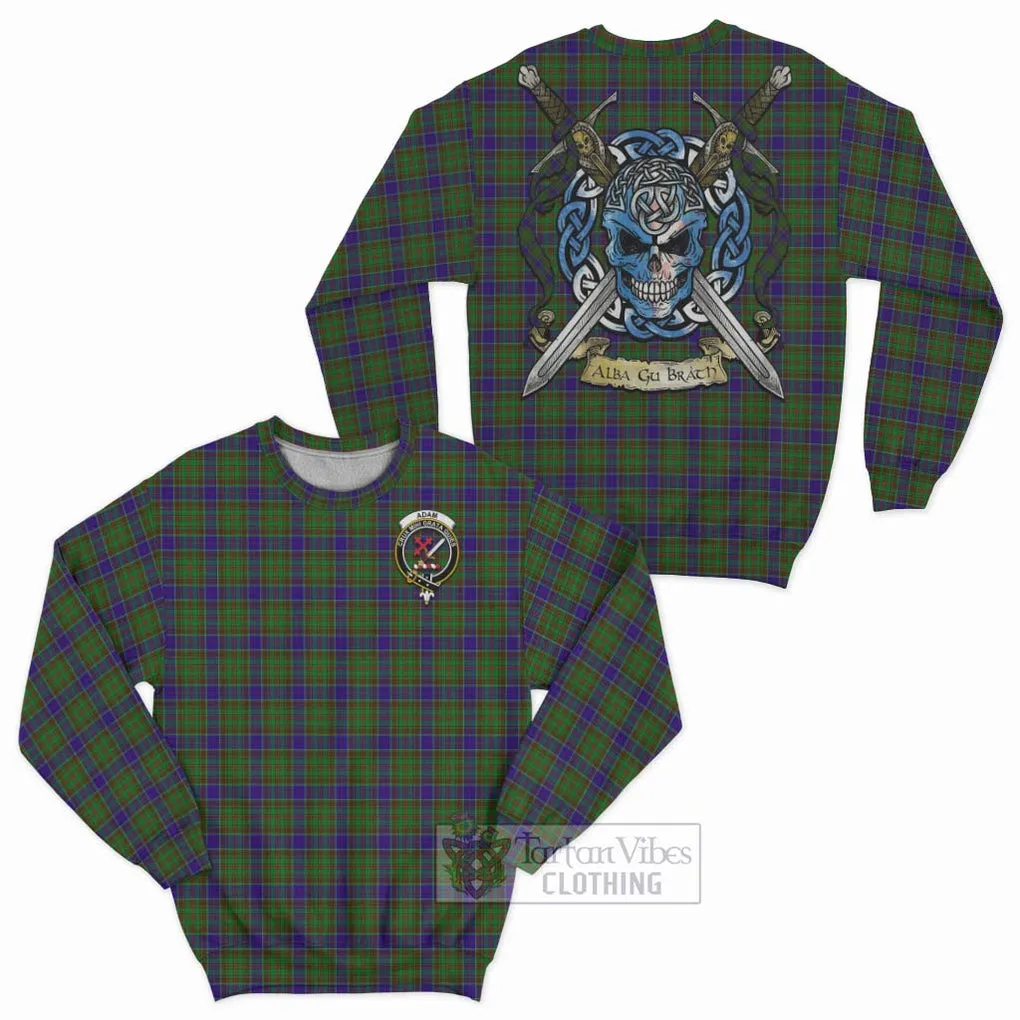 Adam Tartan Sweatshirt with Family Crest Celtic Skull Style