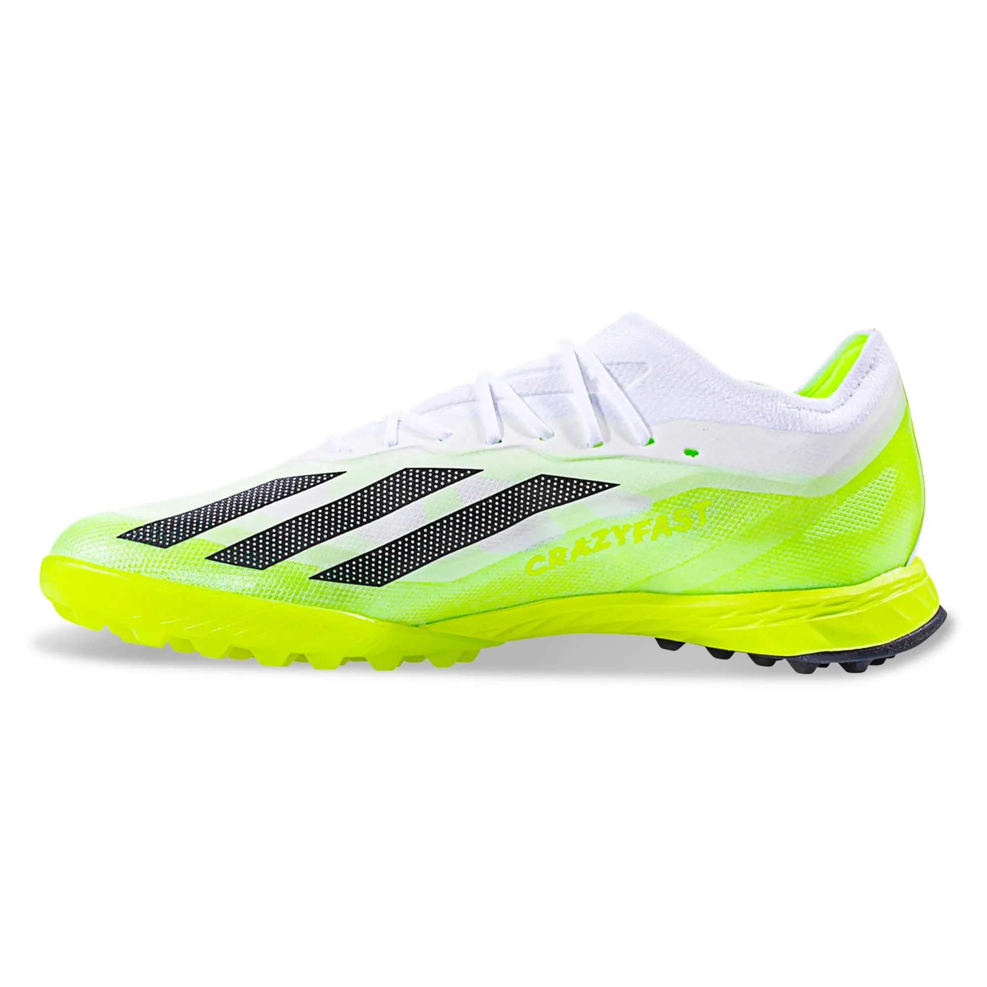 adidas X Crazyfast.1 Turf Soccer Shoes (White/Core Black/Lucid Lemon)