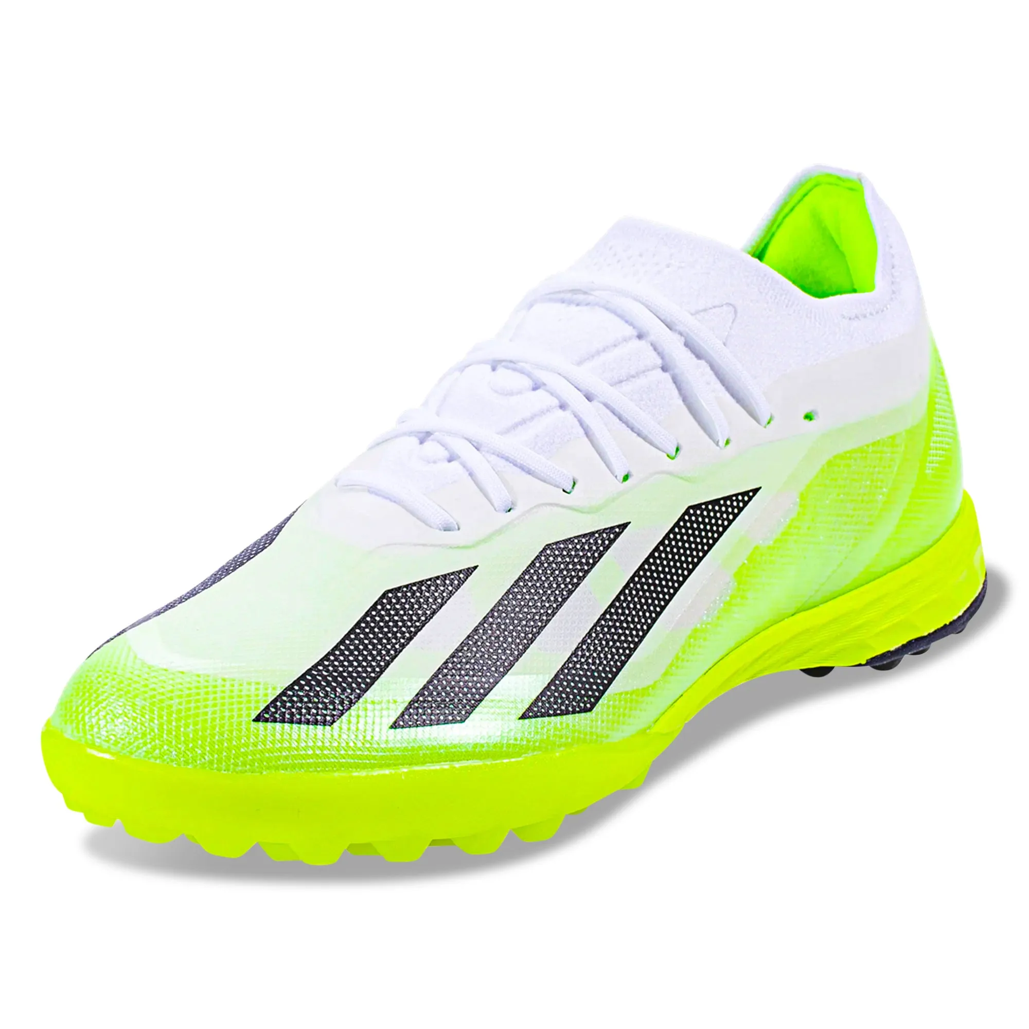 adidas X Crazyfast.1 Turf Soccer Shoes (White/Core Black/Lucid Lemon)