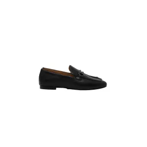 AiciBerllucci Coco Ladies Black Leather Loafer with Chain