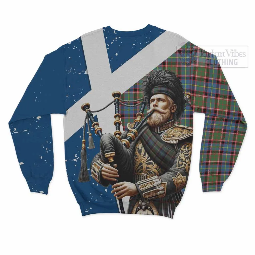 Aikenhead Tartan Sweatshirt with Family Crest Scottish Bagpiper Vibes