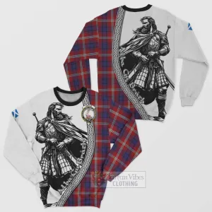 Ainslie Tartan Clan Crest Sweatshirt with Highlander Warrior Celtic Style