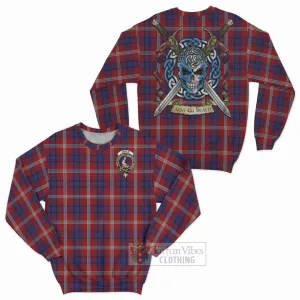 Ainslie Tartan Sweatshirt with Family Crest Celtic Skull Style