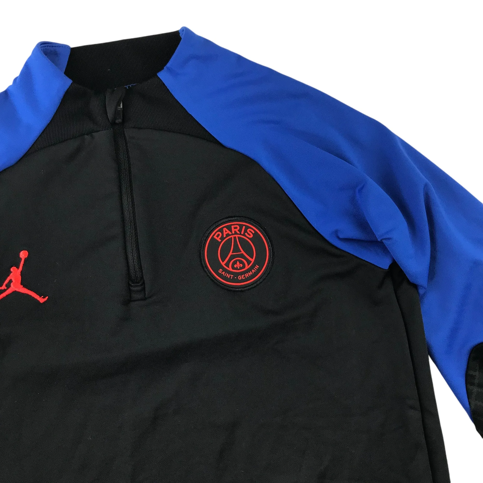 Air Jordan Paris Saint Germain sport sweater 9-11 years black and blue long sleeve quarter zipper