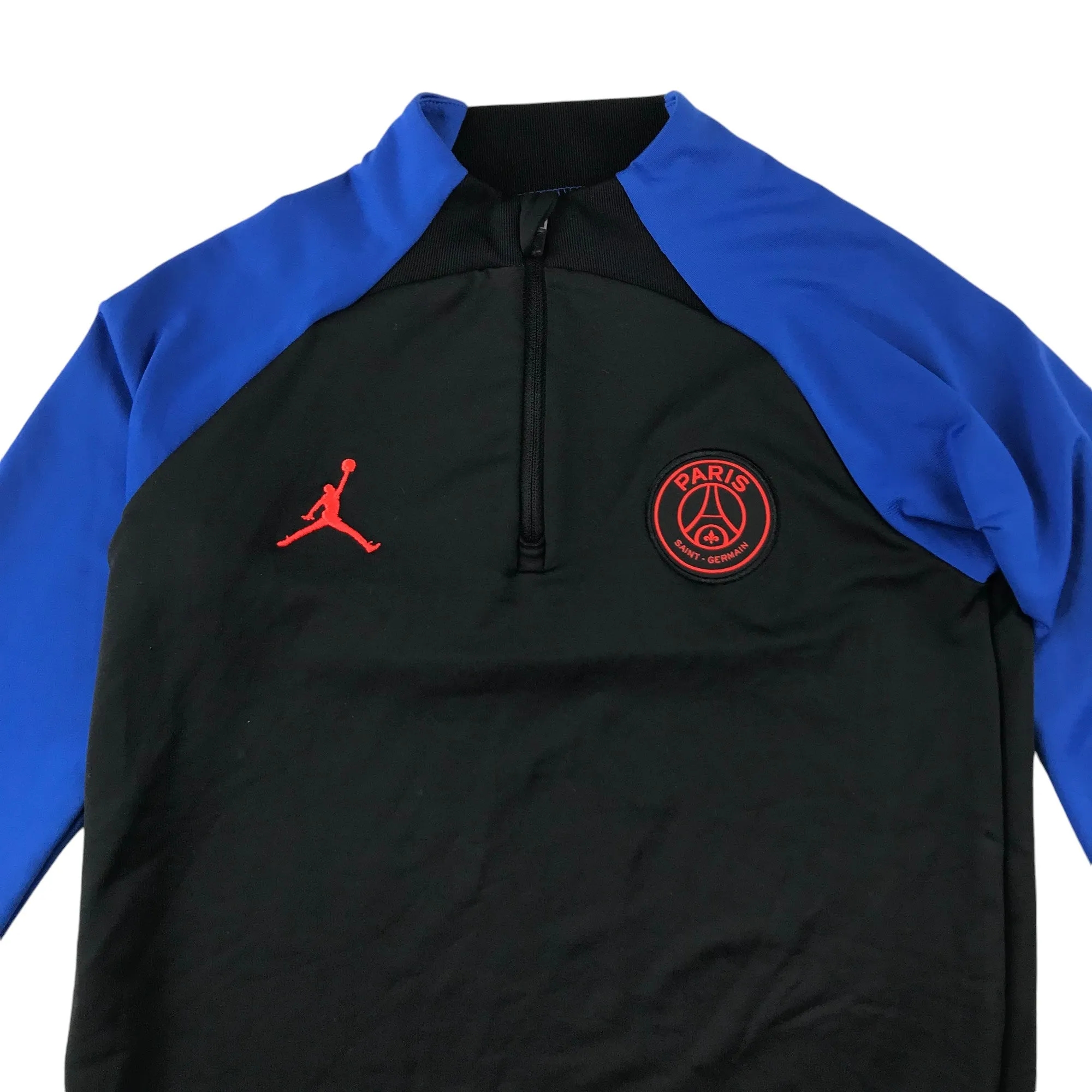 Air Jordan Paris Saint Germain sport sweater 9-11 years black and blue long sleeve quarter zipper