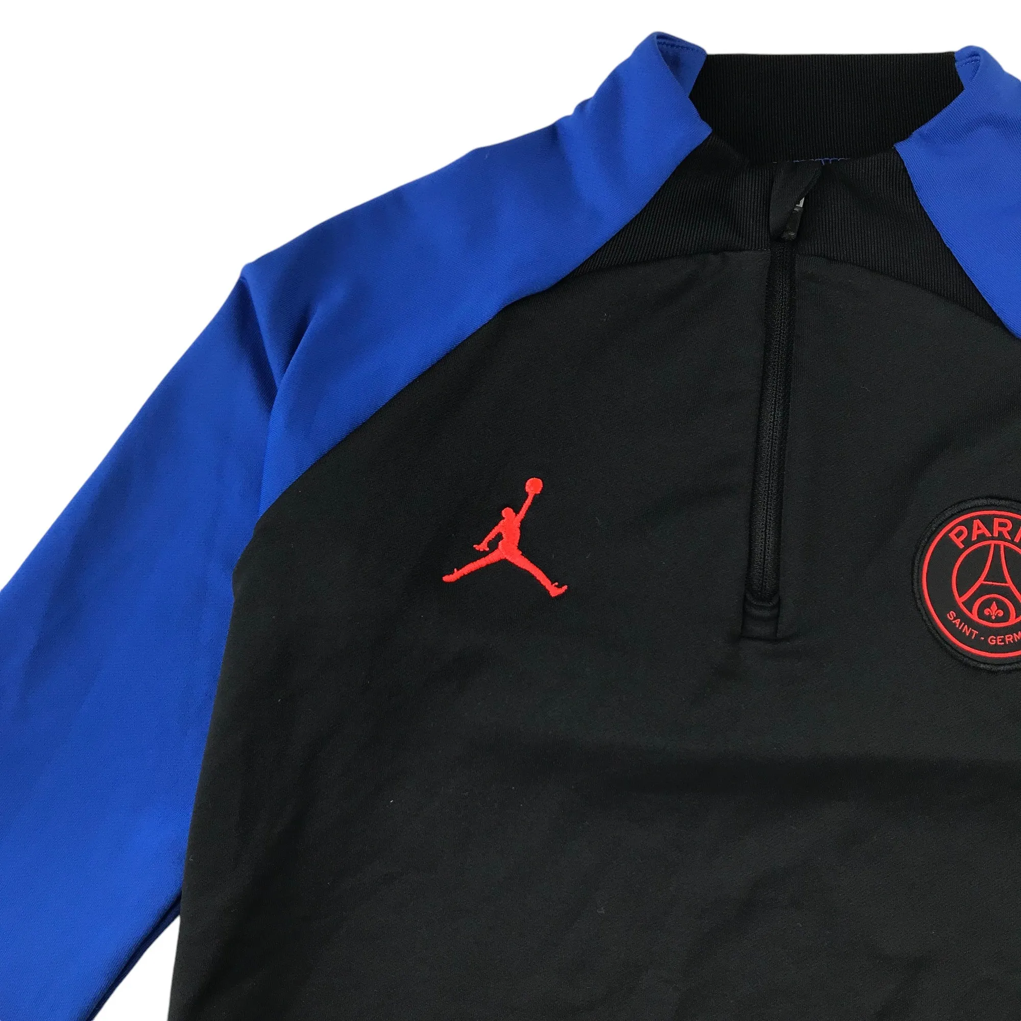 Air Jordan Paris Saint Germain sport sweater 9-11 years black and blue long sleeve quarter zipper