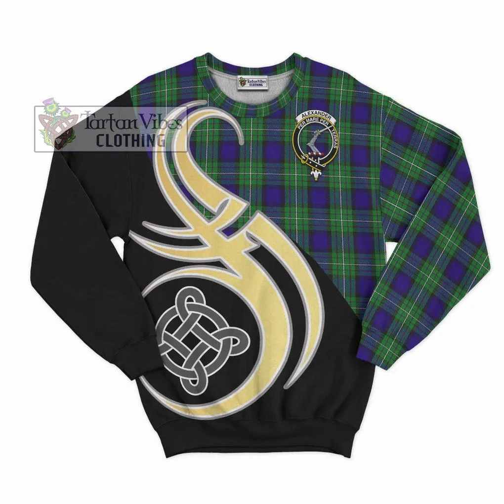 Alexander Tartan Sweatshirt with Family Crest and Celtic Symbol Style