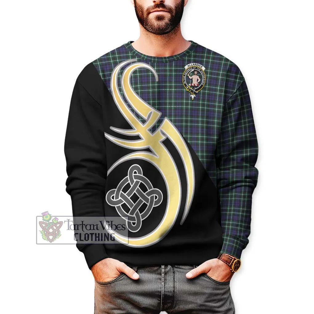 Allardice Tartan Sweatshirt with Family Crest and Celtic Symbol Style