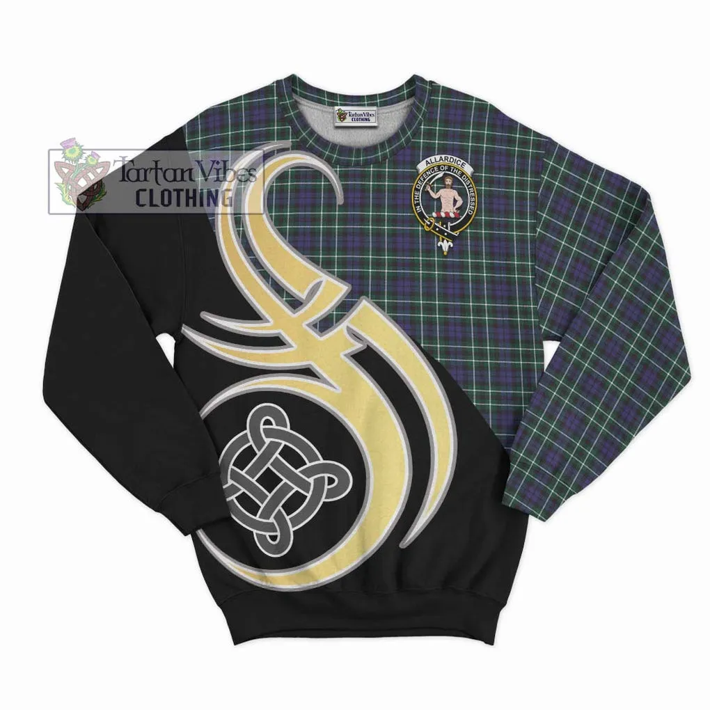 Allardice Tartan Sweatshirt with Family Crest and Celtic Symbol Style