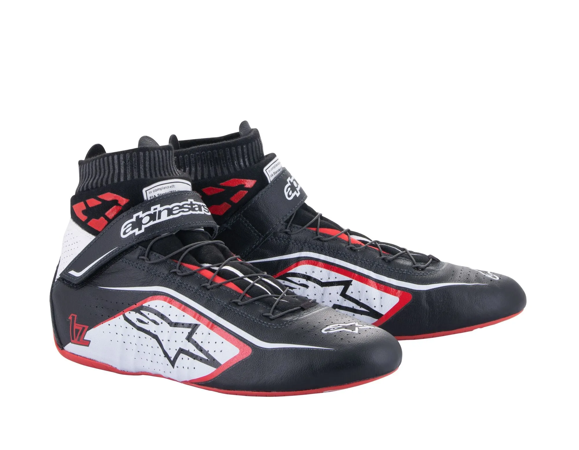 ALPINESTARS 2715020_132_7 TECH 1Z v2 Racing shoes, FIA 8856-2018, black/red/white, Size 39