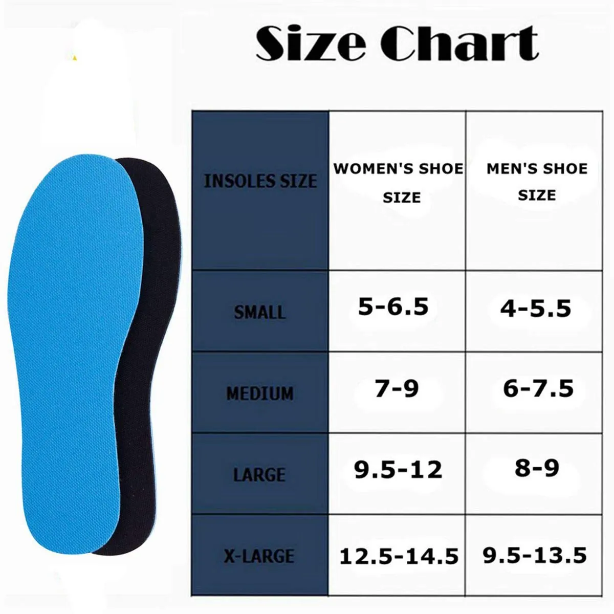 Amitataha 2 Pairs Breathable Insoles, Super-Soft, Sweat-Absorbent, Double-Colored and Double-Layered Shoe Inserts of Foam That Fit in Any Shoes (Blue/Black, 7-9 Women/6-7.5 Men) Blue/Black