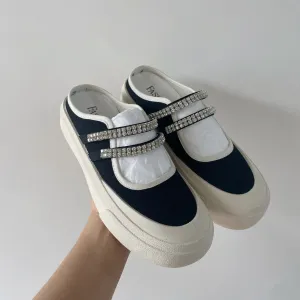 Amozae 2022 Summer Shoes For Women Sandals  New Women's Shoes Flat-Bottomed Rhinestone Sports And Leisure Canvas Baotou Slippers