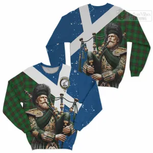 Anstruther Tartan Sweatshirt with Family Crest Scottish Bagpiper Vibes