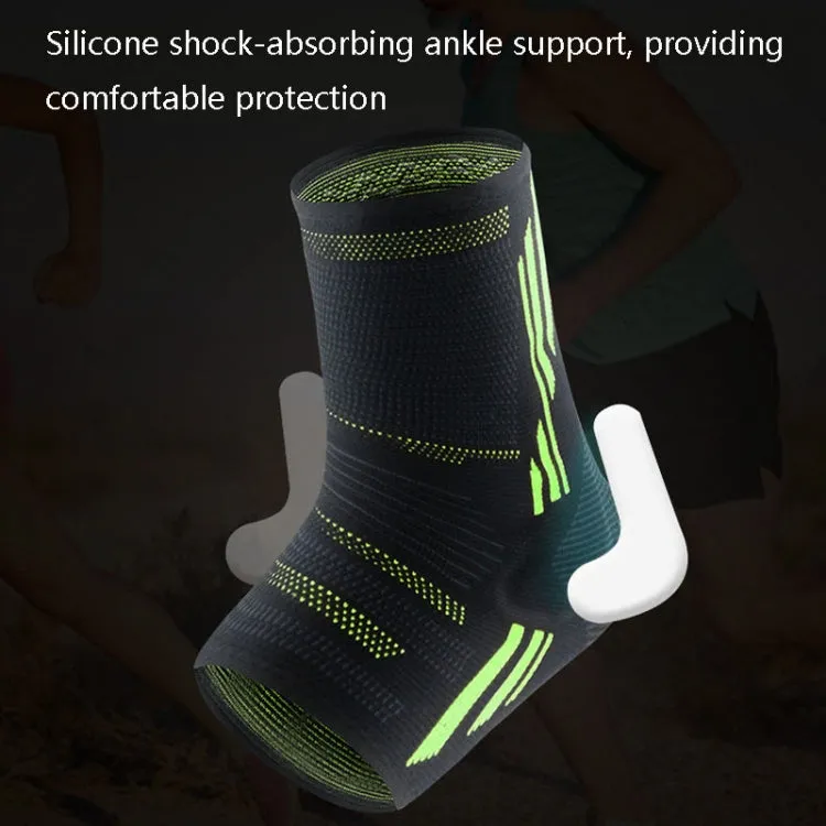 Anti-Sprain Silicone Ankle Support Basketball Football Hiking Fitness Sports Protective Gear, Size: M (Black Gray)