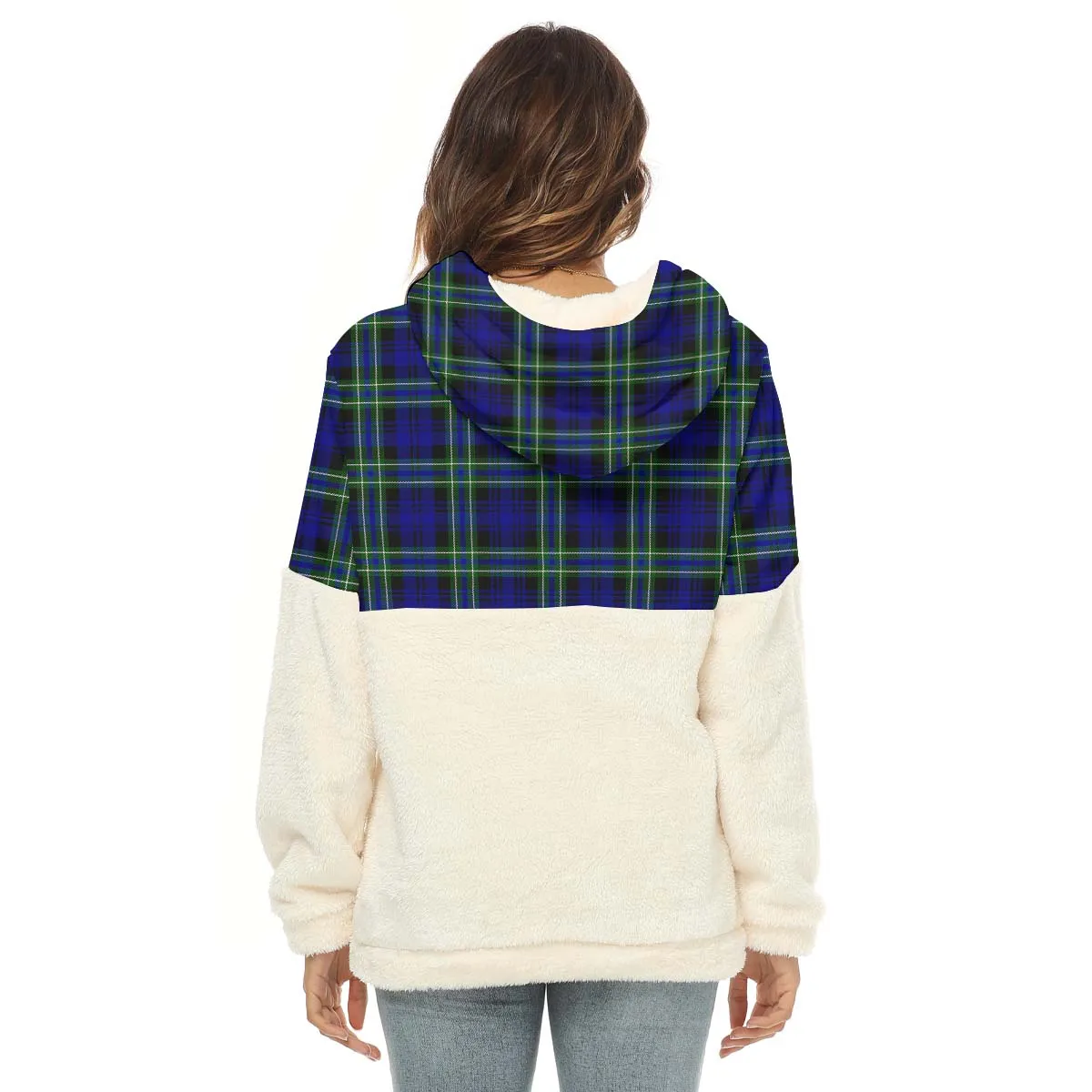 Arbuthnot Modern Tartan Women's Borg Fleece Hoodie With Half Zip