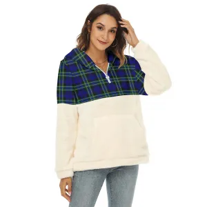 Arbuthnot Modern Tartan Women's Borg Fleece Hoodie With Half Zip