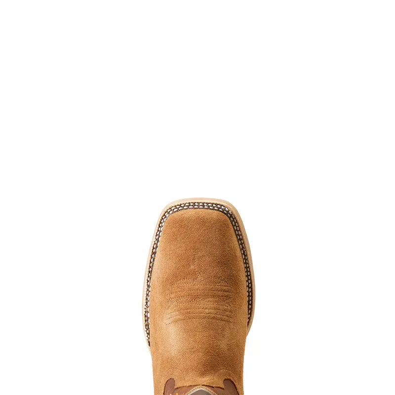 'Ariat' Men's Brushrider Western Square Toe - Suntan Roughout / Rusty Brown