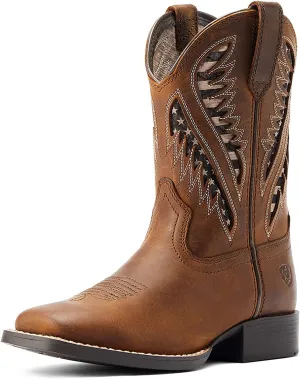 Ariat Unisex-Child Quickdraw Venttek Western Boot, Distressed Tan