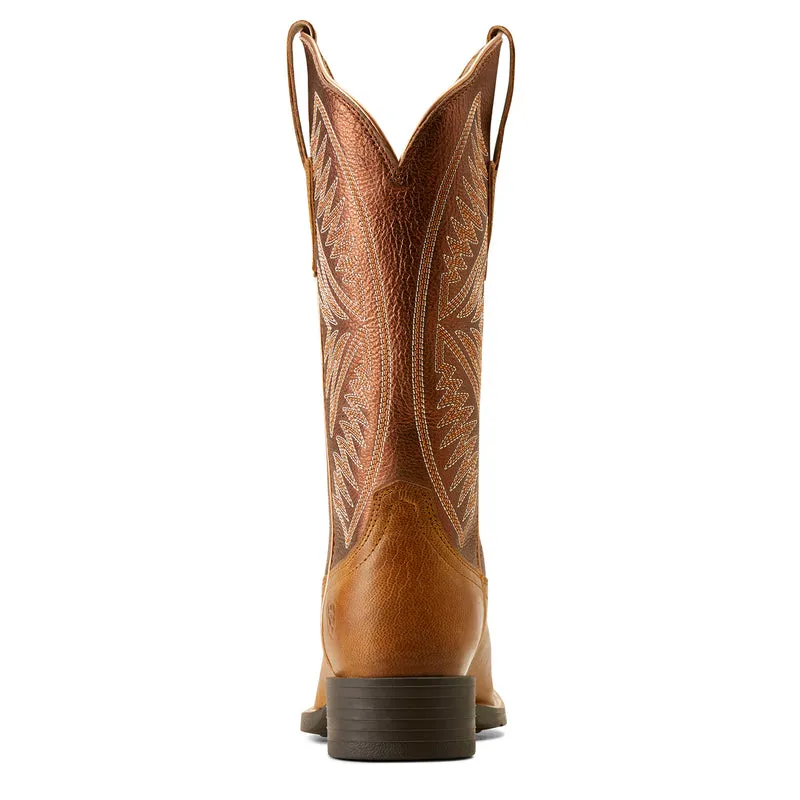 'Ariat' Women's 12" Round Up Ruidoso Western Square Toe - Pearl / Burnished Chestnut