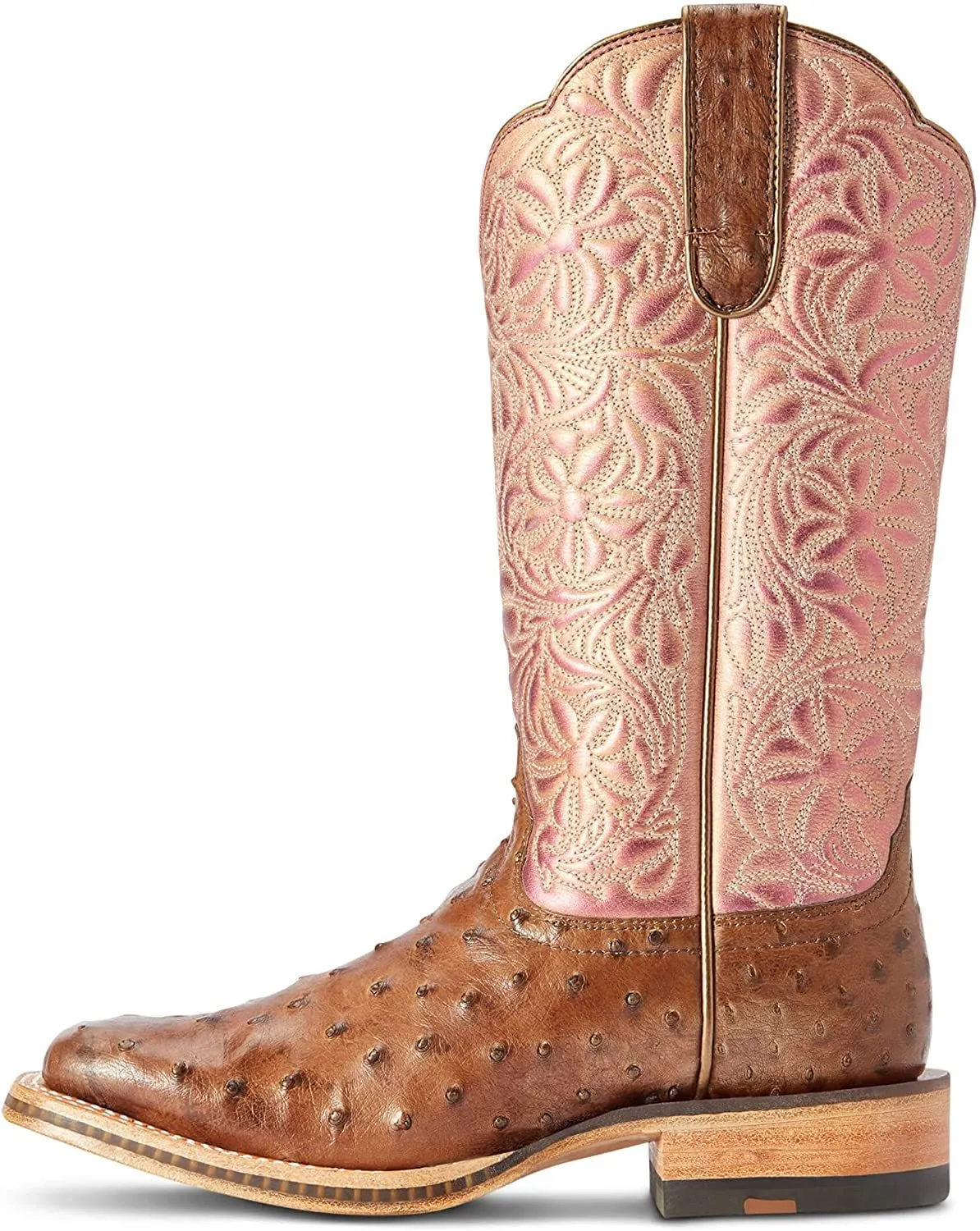 Ariat Women's Donatella Western Boot, Distressed Chocolate Full Quill/Rose Gold Metallic