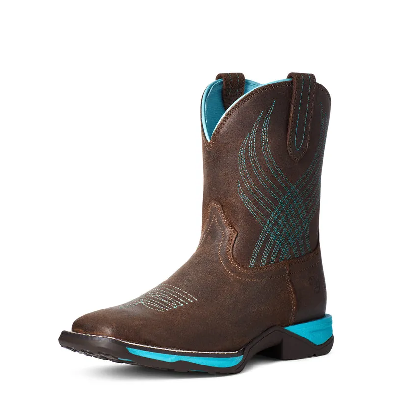 'Ariat' Youth 8" Anthem Western Square Toe - Brown Croco Print