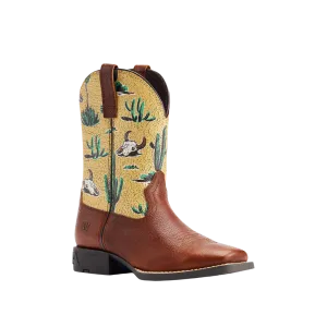 Ariat Youth Spiced Cider And Yellow Skull Desert Round Up Western Boot