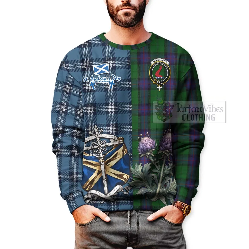 Armstrong Tartan Sweatshirt Happy St. Andrew's Day Half Tartan Style