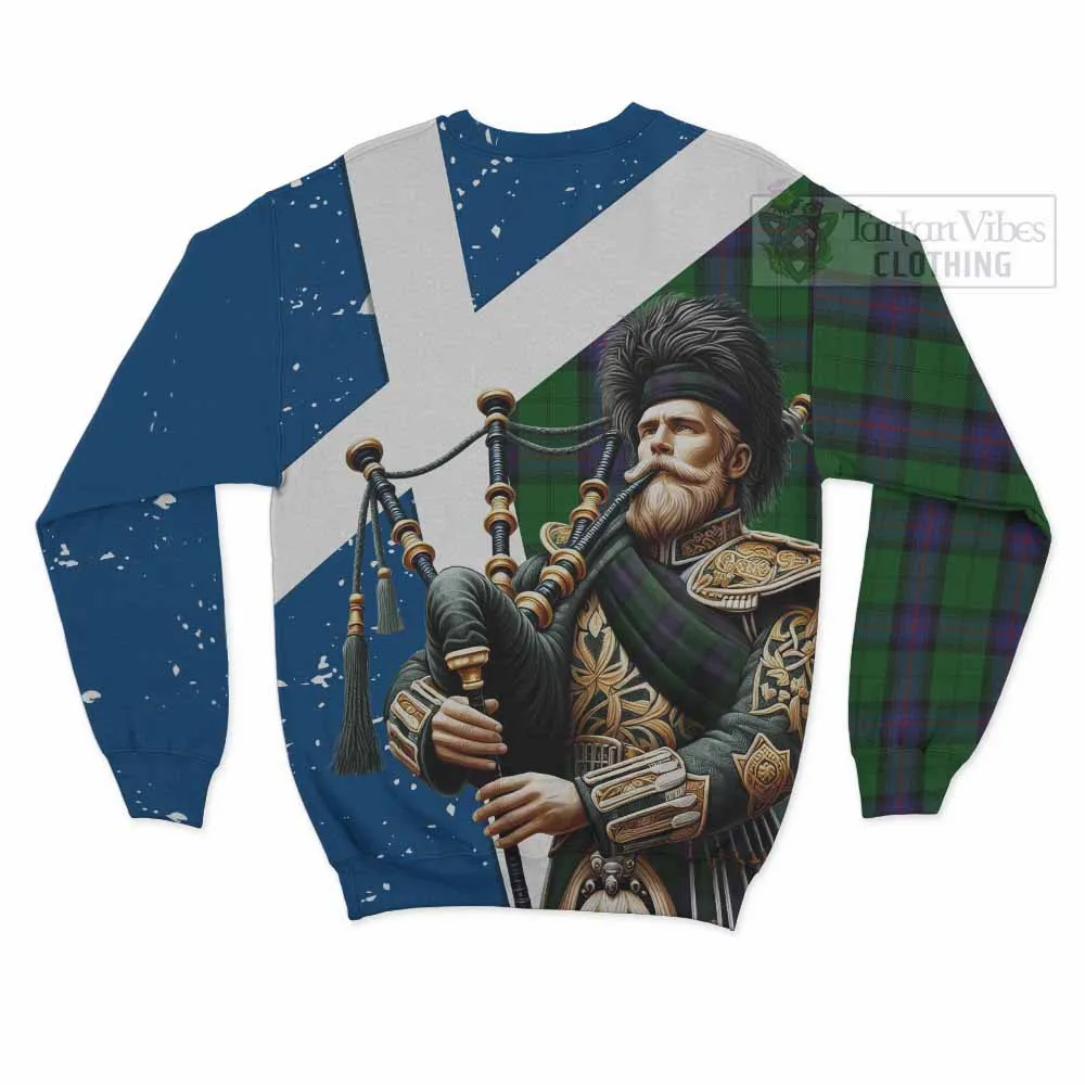 Armstrong Tartan Sweatshirt with Family Crest Scottish Bagpiper Vibes