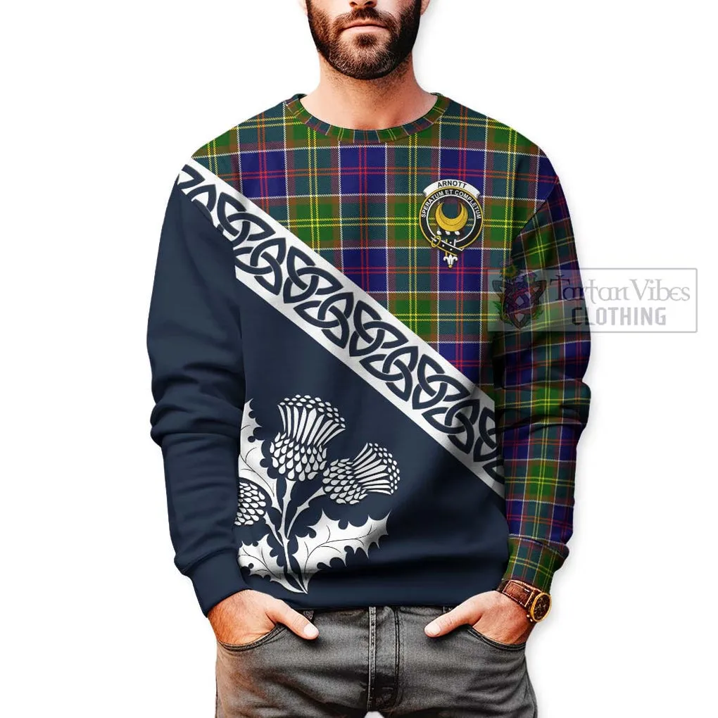 Arnott Tartan Sweatshirt Featuring Thistle and Scotland Map