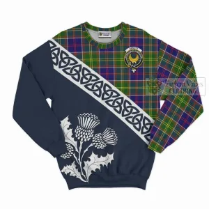 Arnott Tartan Sweatshirt Featuring Thistle and Scotland Map