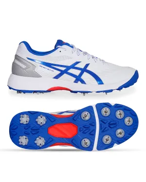 ASICS Gel 350 Not Out Cricket Shoes - Steel Spikes - White/Tuna Blue