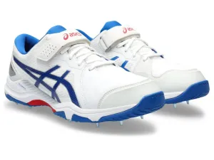 Asics Speed Menace FF White/Tuna Blue Cricket Metal Spike Shoe