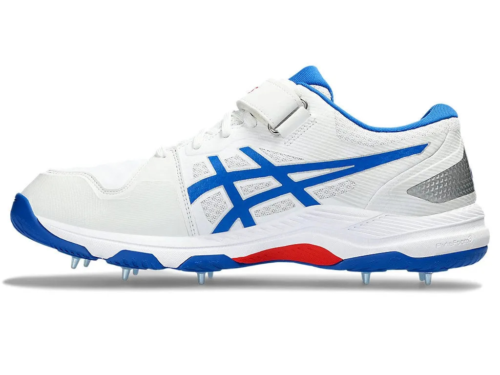 Asics Speed Menace FF White/Tuna Blue Cricket Metal Spike Shoe