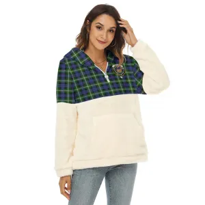 Baillie (Bailey) Tartan Women's Borg Fleece Hoodie With Half Zip with Family Crest