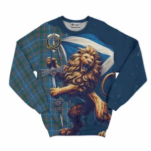 Bain Tartan Family Crest Sweatshirt with Scottish Majestic Lion