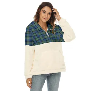 Baird Ancient Tartan Women's Borg Fleece Hoodie With Half Zip with Family Crest